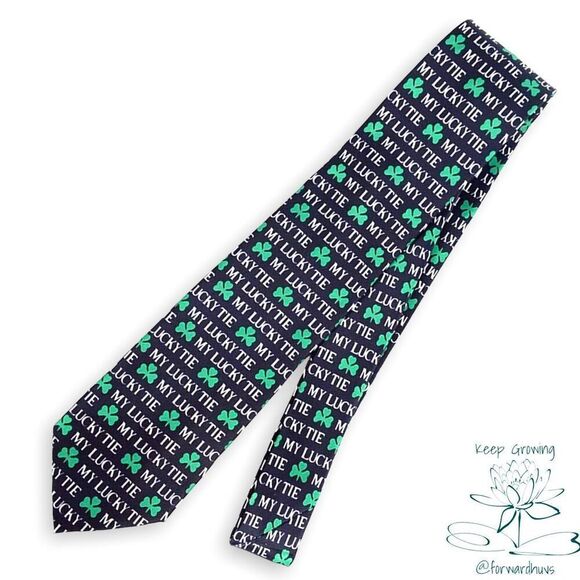 Parquet Men's Shamrock Clovers Neck Tie for St. Patrick's Day - Picture 4 of 10